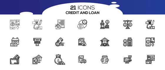 CREDITE AND LOAN ICON SET DESIGN