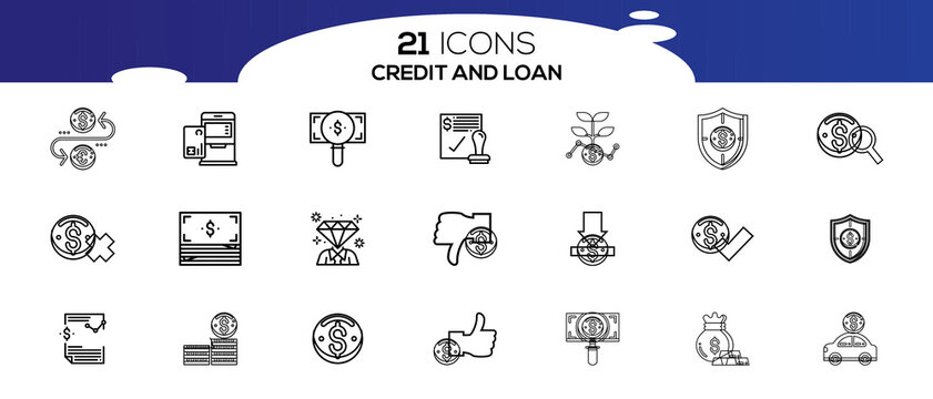 CREDITE AND LOAN ICON SET DESIGN