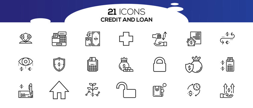 CREDITE AND LOAN ICON SET DESIGN