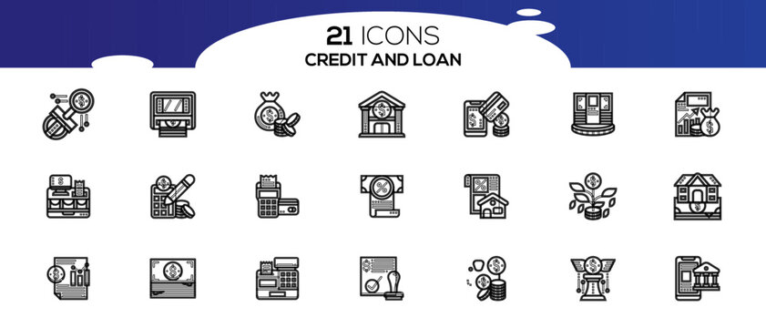 CREDITE AND LOAN ICON SET DESIGN