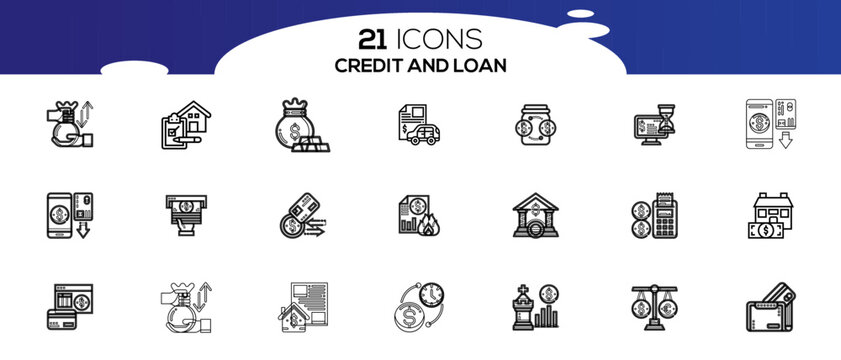 CREDITE AND LOAN ICON SET DESIGN