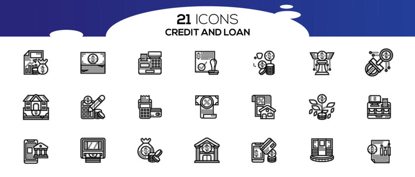 CREDITE AND LOAN ICON SET DESIGN