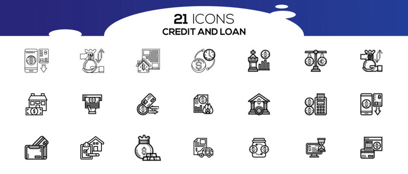CREDITE AND LOAN ICON SET DESIGN