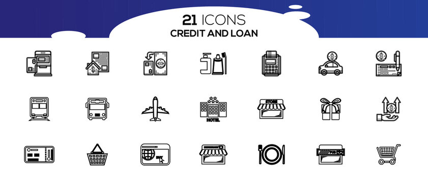 CREDITE AND LOAN ICON SET DESIGN