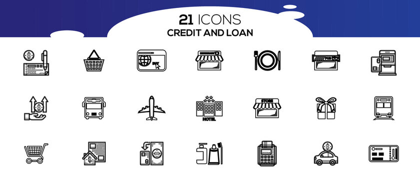 CREDITE AND LOAN ICON SET DESIGN