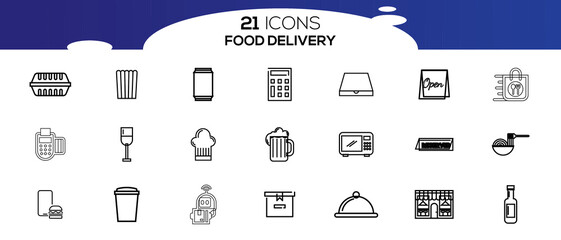 FOOD DELIVERY ICON SET DESIGN