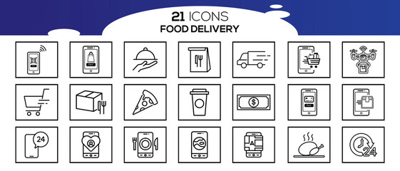 FOOD DELIVERY ICON SET DESIGN