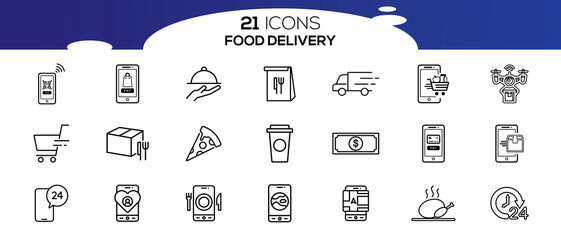 FOOD DELIVERY ICON SET DESIGN