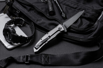 black blade stainless steel folding knife