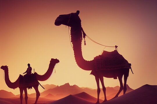 silhouette three king on camel for epiphany background
