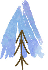 Watercolor hand drawn christmas tree