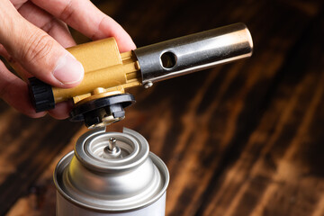 Blowtorch and gas bottle