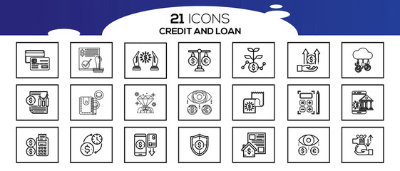 CREDITE AND LOAN ICON SET DESIGN
