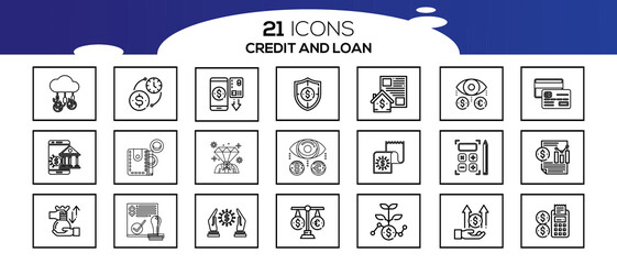 CREDITE AND LOAN ICON SET DESIGN
