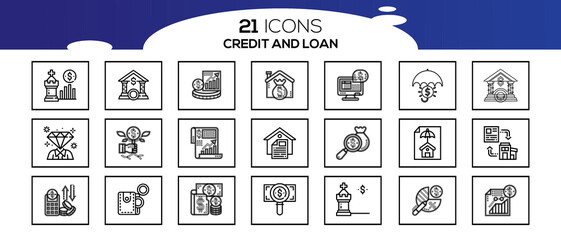 CREDITE AND LOAN ICON SET DESIGN
