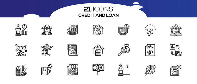 CREDITE AND LOAN ICON SET DESIGN
