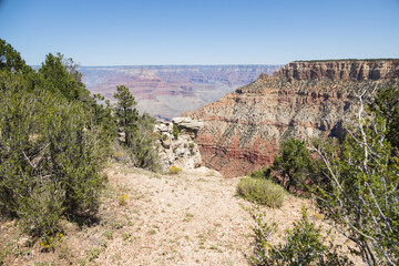 Rock formations on the South Rim edge of Grand Canyon National Park, Arizona, USA