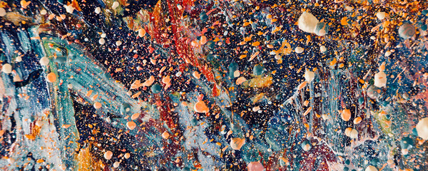 Color texture. Hand drawn oil painting on canvas. Abstract art background. Modern, contemporary art. Colorful canvas. Wall decor background	
