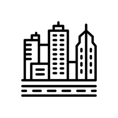 Black line icon for cities
