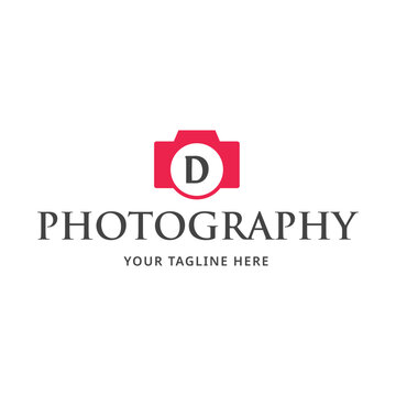Letter D logo , creative red camera symbol floral , Elegant calligraphic ornament line art monogram logo design for photographer , Fashion & wedding photography logo design . vector illustration