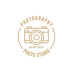 Photographer Logo Template. Vector Design Element Vintage Style for Logotype, Label, Badge, Emblem. Photography Logo, Photo Camera Logo, Photo Studio Logo, Photo Camera Icon, Camera Logo, Retro Logo.