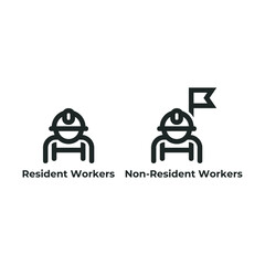Resident Workers and Non-Resident Workers icon isolated on white background. lokal workers and foreign workers. editable text.