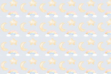 Dreamy Rainbow Seamless Patterns Digital Paper