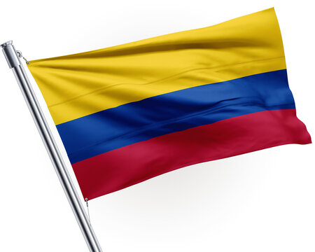 Colombia national flag waving on isolated background