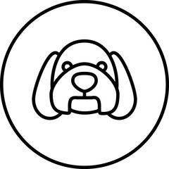 Dog, puppy black and white line icon vector illustration in a circle, for web use for puppy, cute