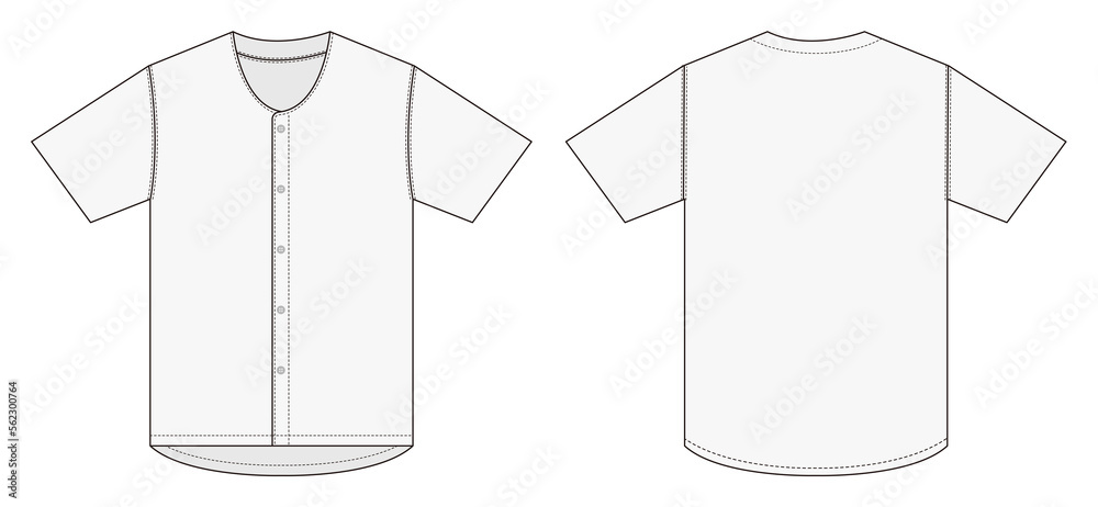 Wall mural jersey shortsleeve shirt (baseball uniform shirt) template illustration | png, no background