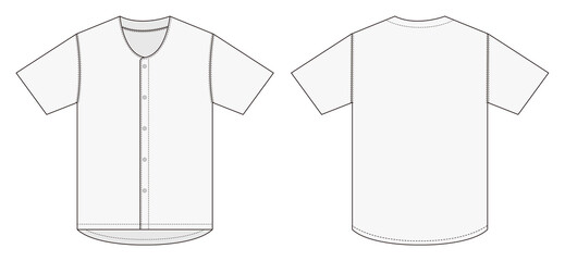 Jersey shortsleeve shirt (baseball uniform shirt) template illustration | png, no background