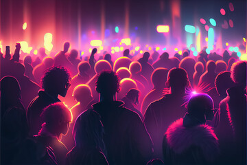 Fototapeta na wymiar Dance disco party neon party place illustration. AI