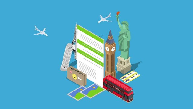 Travel to USA , UK and Europe 3d animation