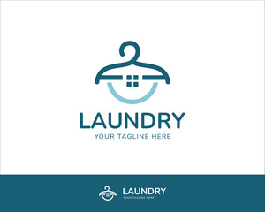 Minimalist Laundry house logo. Hanger and house logo