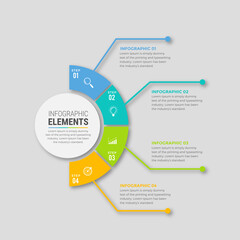 Business infographic elegant color circle template design icons 4 options or steps