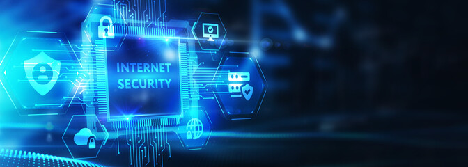 Concept of cyber security, information security and encryption, secure access to personal information, secure Internet access, cybersecurity. 3d illustration
