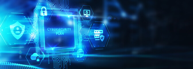 Cyber security data protection business technology privacy concept. CYBERSECURITY PLAN 3d illustration