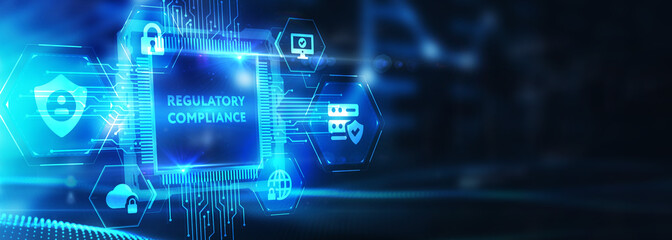 Obraz premium Compliance rules regulation policy law. Business, Technology, Internet and network concept. 3d illustration