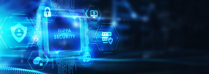 Cyber security data protection business technology privacy concept. Hippa Security. 3d illustration