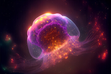 illustration of galaxy jellyfish with stars and space dust in the universe. AI