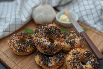 home made Bagel with poppy seeds 