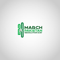 March written in Urdu for 23 March Pakistan Day. Happy Pakistan's Resolution Day 23rd March. Vector 