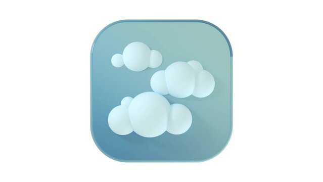 3D cloud icon on a gray button on a white background with a smooth animation cycle of 4K. 3D Illustration