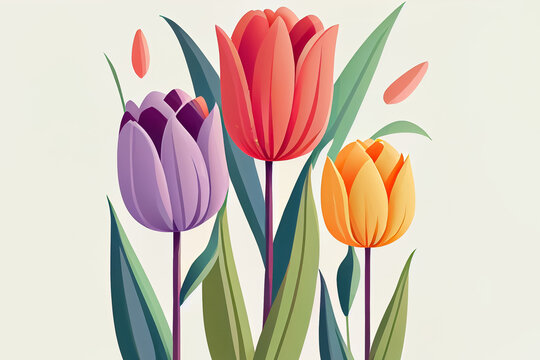 cartoon style illustration of flowers for congratulation to women's Day or mother's day . AI