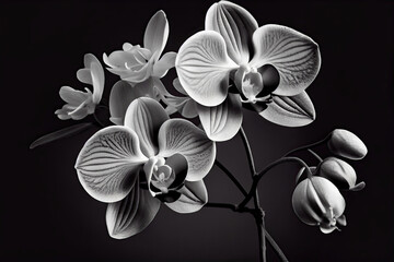 Beautiful Black and White Orchid Flower Generative AI