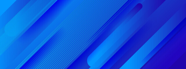 Fototapeta premium Minimal geometric banner. Dynamic blue shapes composition with white lines. Abstract background modern hipster futuristic graphic. Vector abstract background texture design, bright poster, banner