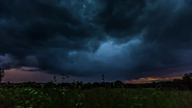 Dramatic Sky time lapse. Moody clouds setting.