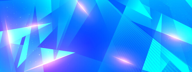 Fototapeta premium abstract blue technology particles lines mesh banner background