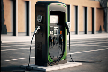 electric car charging station, front view. Generative AI