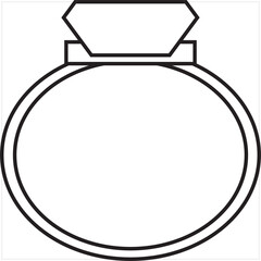 Vector, Image of diamond edged ring icon, black and white in color, on a transparent background